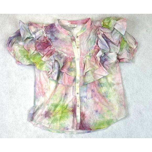 Stellah Tops - NWT Stellah Tie Dye pastel party Ruffled Top, Medium